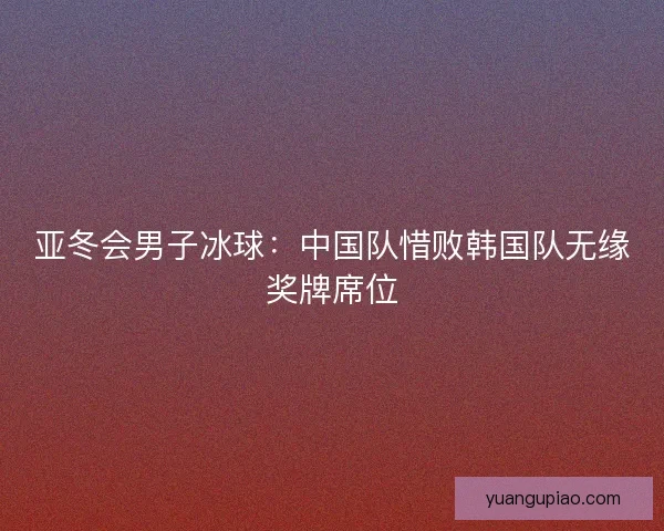 亚冬会男子冰球：中国队惜败韩国队无缘奖牌席位