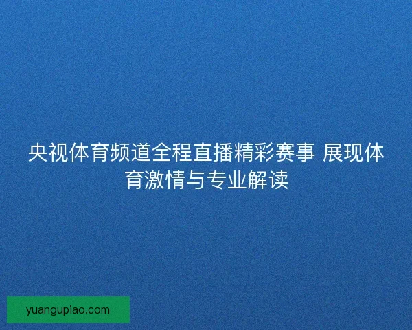 央视体育频道全程直播精彩赛事 展现体育激情与专业解读