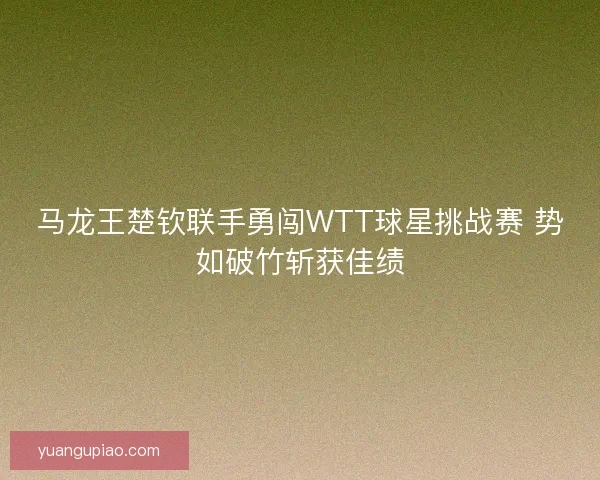 马龙王楚钦联手勇闯WTT球星挑战赛 势如破竹斩获佳绩