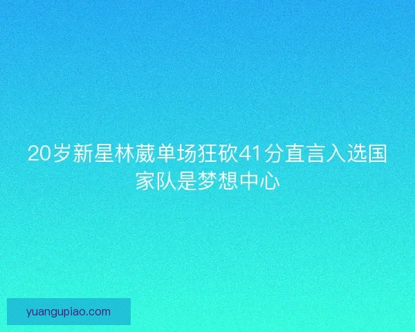 20岁新星林葳单场狂砍41分直言入选国家队是梦想中心