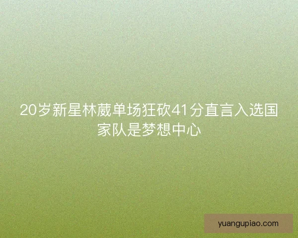 20岁新星林葳单场狂砍41分直言入选国家队是梦想中心 20岁新星林葳单场狂砍41分直言入选国家队是梦想中心